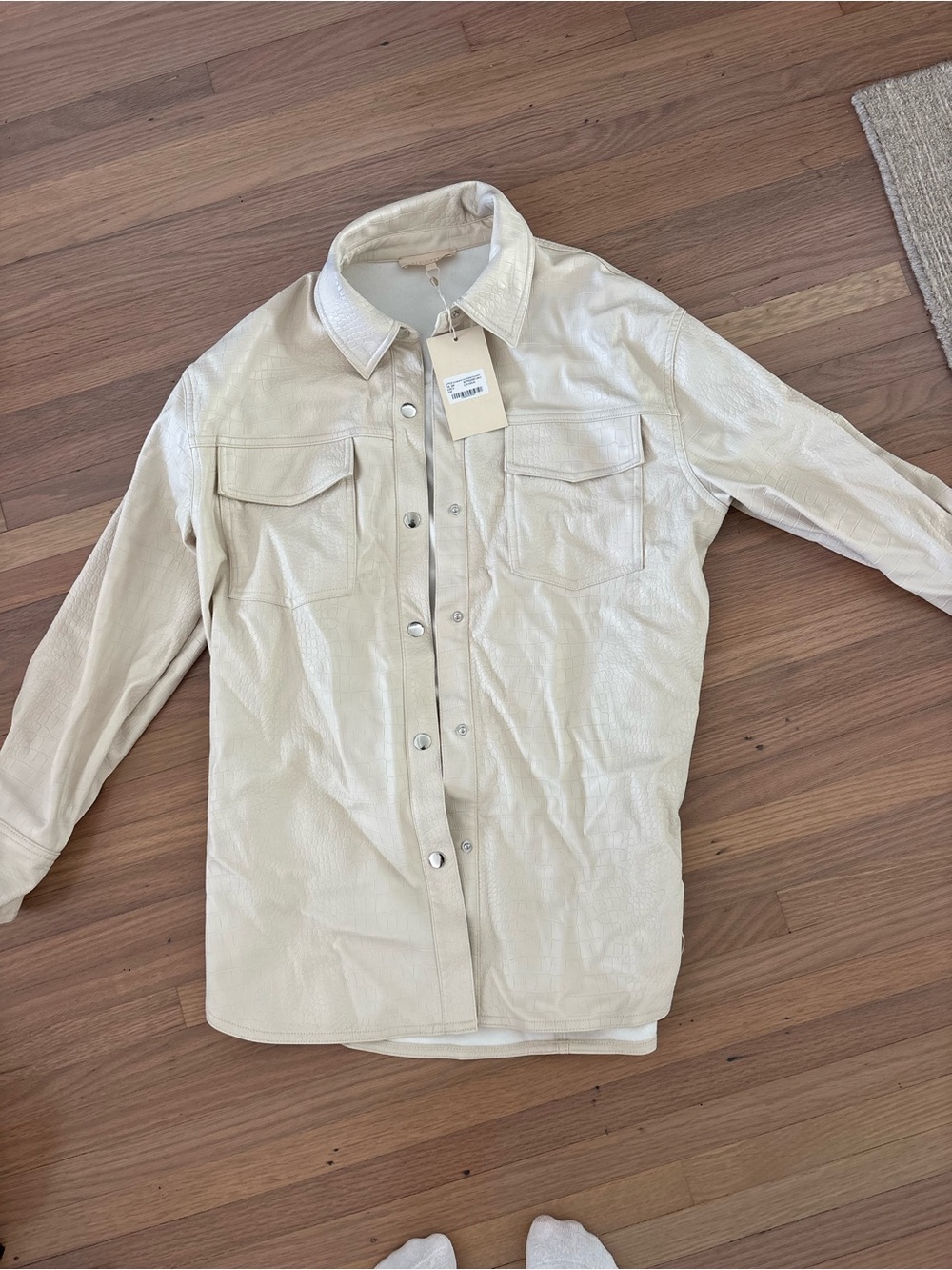 Women’s faux crocodile Cream Button-Front Jacket